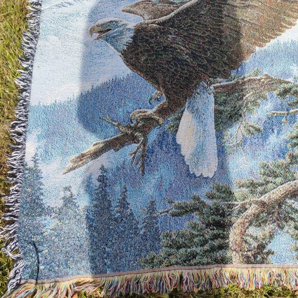 Lee Kromschroeder Art Bald Eagle Alpenglow Mohawk Tapestry Throw 48x56 - Picture 5 of 13
